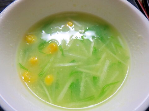 水菜のコーンスープ